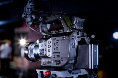 Video creation process backstage concept. before recording a video blog. angle Stock Photos