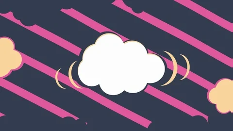 Video Credits empty bubble on retro pink &amp; grungy blue motion bg Stock Footage 104012492