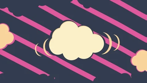 Video Credits yellow bubble on retro pink &amp; grungy blue motion bg Stock Footage 104016403