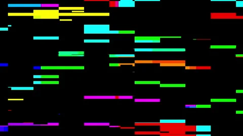Video damage with glitch errors. Visual effects of stripes on a black background Stock Footage 260163637