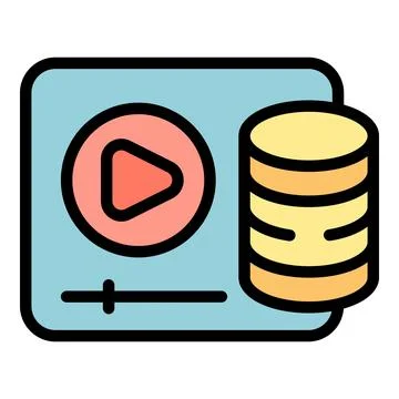 Video data money icon vector flat Stock Illustration