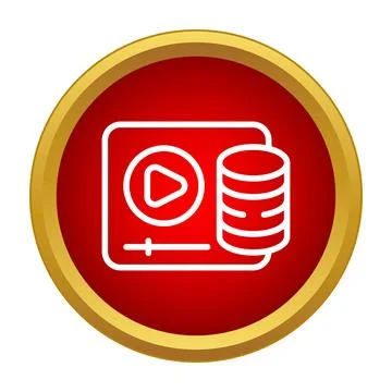Video database icon representing multimedia storage and streaming Stock Illustration