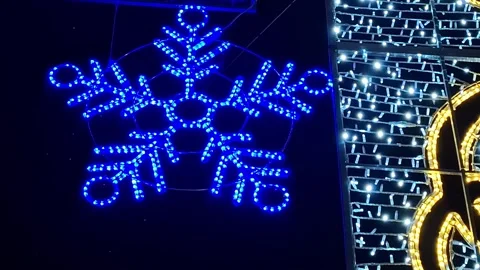 Video with the decorative shape of a snowflake made of lights Stock Footage 295810535