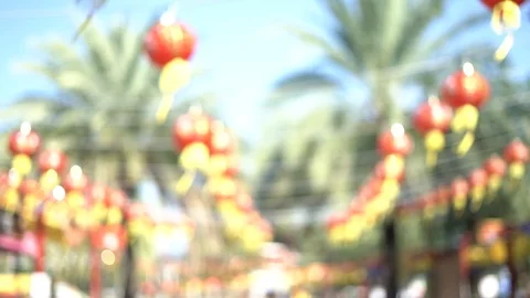 Video defocused red lamp for background in the park, Chinese new year. 스톡 동영상 119426798