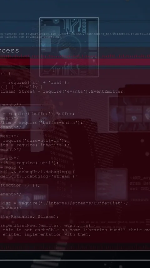 The video depicts computer data processing and programming code running on Stock Footage 321788274