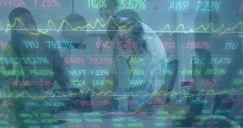This video depicts the financial data processing of a global business Video stock 330287959