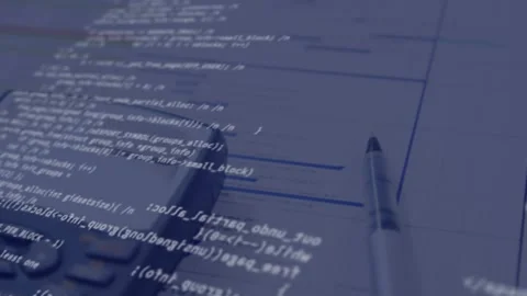 This video is a digital animation of data processing against a black background Stock Footage 326036774