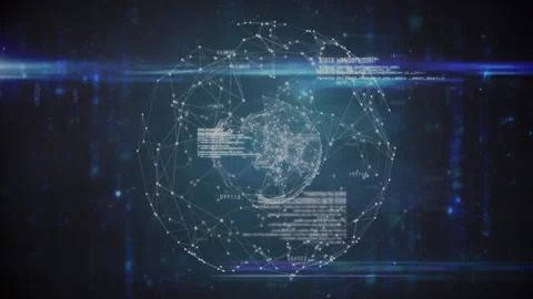 This video is a digital animation of a qr code over a matrix of computer Stock Footage 330659491
