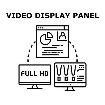 Video display panel concept visualizing media content Illustrazione stock