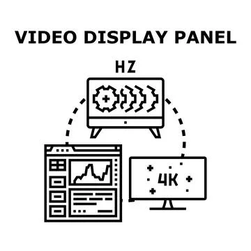 Video display panel system analyzing screen performance Illustrazione stock