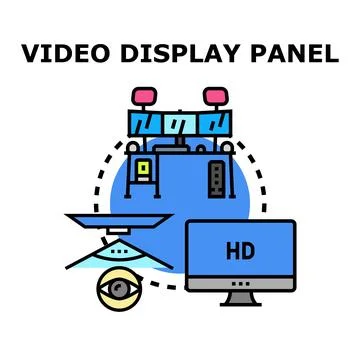 Video display panel technology vector concept icons Stock Illustration