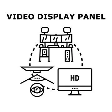 Video display panel technology vector concept icons Stock Illustration