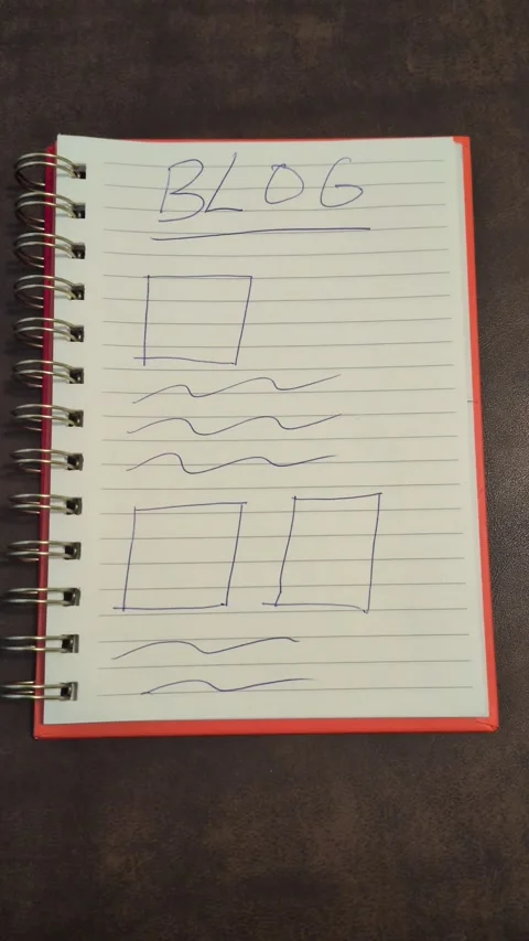 A video displaying a handwritten blog layout on lined notebook paper Stock Footage 346414866