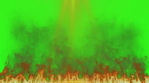 This video displays animated fire flames burning at the bottom of a green Stock Footage 338996193