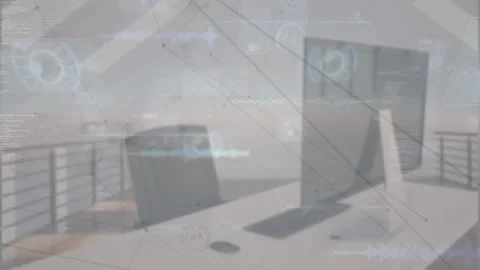 Video displays data processing in a global business setup from an attic office. Stock Footage 326627432