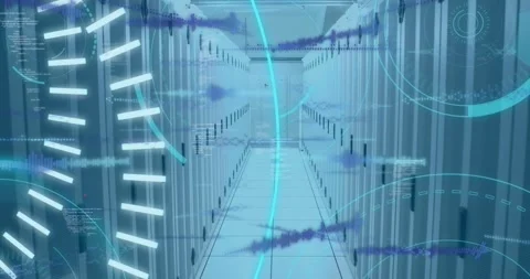 Video displays digital animation of data processing on a black background. 動画素材 330583826