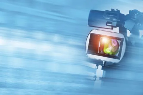 Video Documentary Background with Digital HD Camcorder and Copy Space. Stock Photos