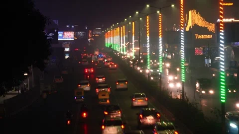 A video documenting the hustle and bustle of traffic on the streets of Delhi Stock Footage 254807473