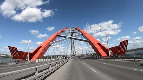 Video of driving along Bugrinsky bridge over river Ob in Novosibirsk Stock Footage 116431103