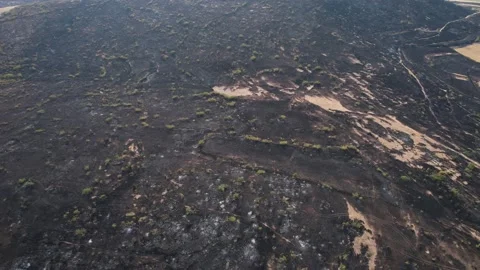 Video of a drone on an ash-covered surface. Video stock 159602763