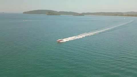 A video from a drone capturing the fast-moving ship Stock Footage 259644699