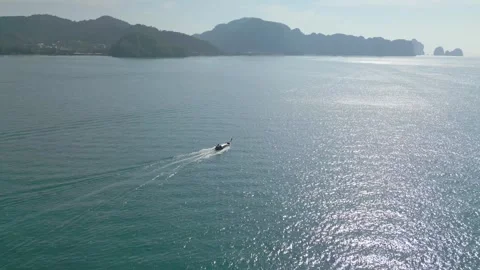 A video from a drone capturing the fast-moving ship Stock Footage 259644701