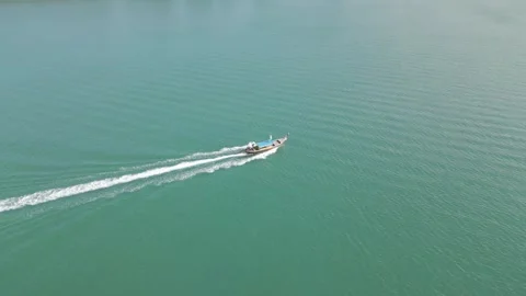 A video from a drone capturing the fast-moving ship Stock Footage 259645091