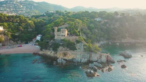 Video from drone to lloret de mar city and beach.costa brava, spain Stock Footage 313757333