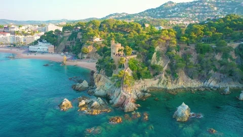Video from drone to lloret de mar city and beach.costa brava, spain Stock Footage 313757346