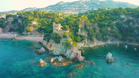 Video from drone to lloret de mar city and beach.costa brava, spain Stock Footage 313757381