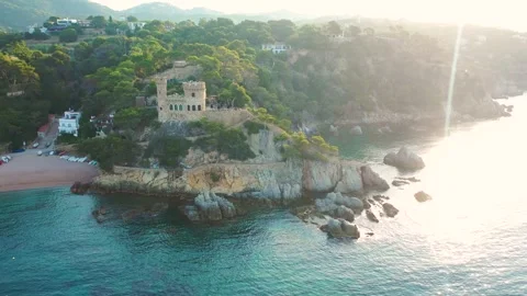 Video from drone to lloret de mar city and beach.costa brava, spain Stock Footage 313757437