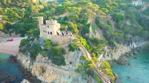 Video from drone to lloret de mar city and beach.costa brava, spain Stock Footage 313757482
