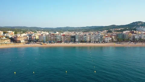 Video from drone to lloret de mar city and beach in costa brava, spain Stock Footage 314583506