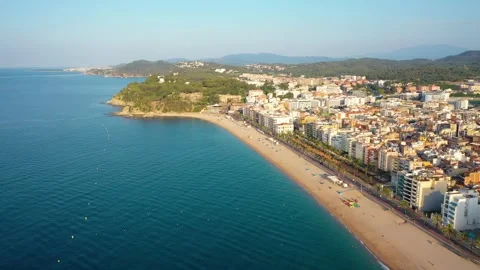 Video from drone to lloret de mar city and beach in costa brava, spain Stock Footage 314583517