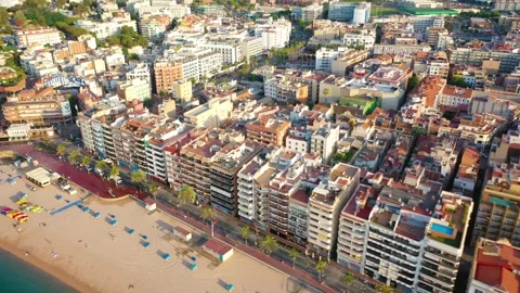 Video from drone to lloret de mar city and beach in costa brava, spain Stock Footage 314583520