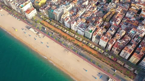 Video from drone to lloret de mar city and beach in costa brava, spain Stock Footage 314583521
