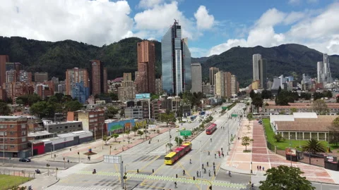 Video with a drone recorded in 4K with a view of the eastern hills in Bogota Stock Footage 247814554