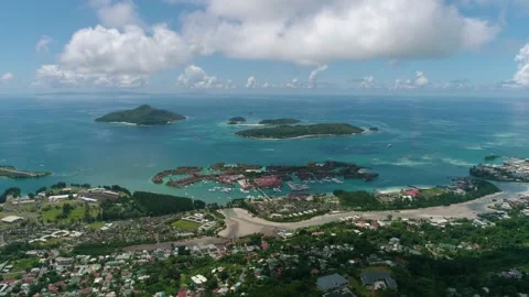 Video from a drone in the Seychelles Stock Footage 155012808