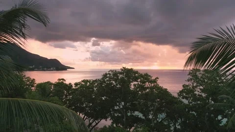 Video from a drone in the Seychelles Stock Footage 155013096