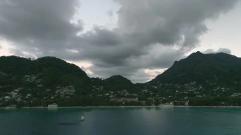 Video from a drone in the Seychelles Stock Footage 155333918