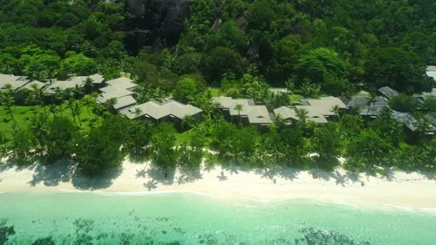 Video from a drone in the Seychelles Stock Footage 155403244