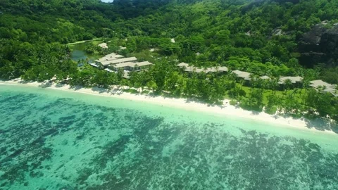 Video from a drone in the Seychelles Stock Footage 155405459