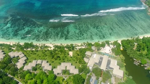 Video from a drone in the Seychelles Stock Footage 155405979