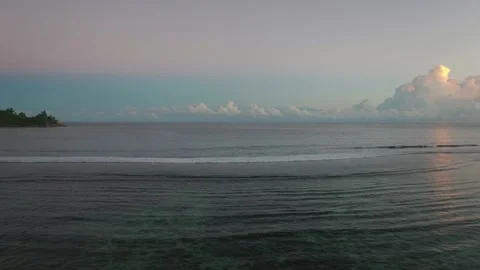 Video from Drone in the Seychelles at sunset over the ocean. Stock Footage 155402955