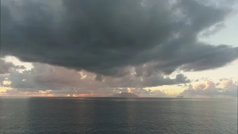 Video from a drone at sunset in the ocean, Seychelles. Stock Footage 155334407