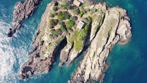 Video drone view from above of the Lachea island in the Ionian coast in Sicily Stock-Footage 146802540