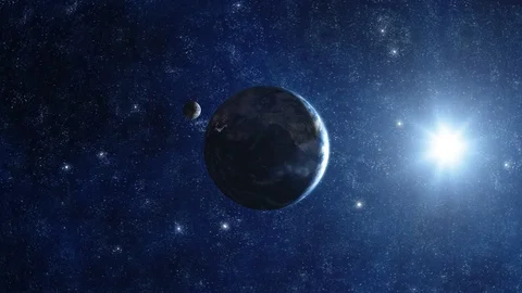 Video The Earth slowly rotating in space with sun. Stock Footage 123222397