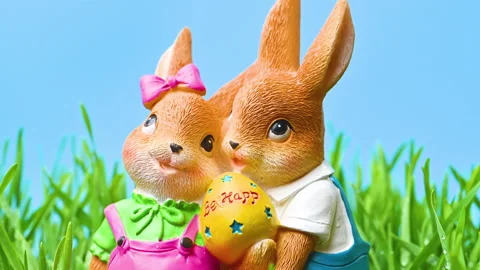 Video of an Easter bunny in green grass Stock Footage 331503848