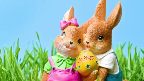 Video of an Easter bunny in green grass Stock Footage 331503855