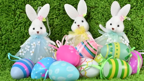 Video of Easter eggs with a bunny Stock Footage 318908121